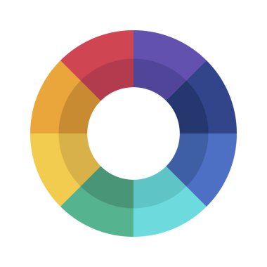 Renkli Tekerlek Web simgesi düz tasarım, vektör illüstrasyonu