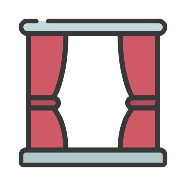 Tiyatro Perdeleri düz simge, vektör illüstrasyonu 