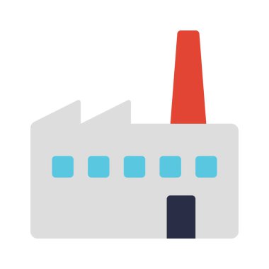 Fabrika ikonu. Fabrika Binası ikon vektör çizimi   