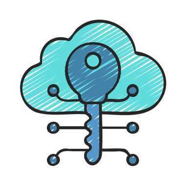 Bulut Anahtar Simgesi, Vektör İllüstrasyonu