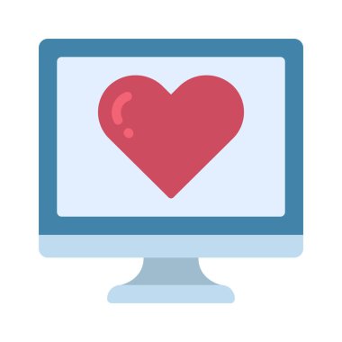 laptop ile izole kalp simgesi tasarım, vektör şekil grafiği