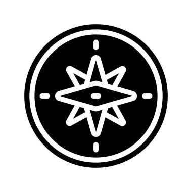 Beyaz arka plan üzerinde pusula simgesini vektör çizim