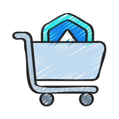 Trolley Web simgesi vektör illüstrasyonunda Token