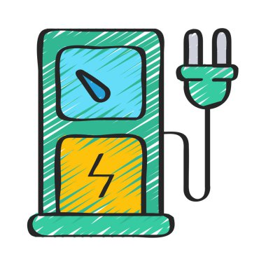 elektrik yükleme simgesi, dış hat vektörü. 