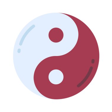 Ying Yang düz simgesi, vektör çizimi 