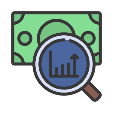 finansal veri araştırma düz simgesi, vektör illüstrasyonu