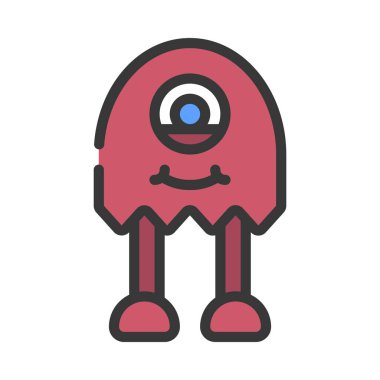 Beyaz arkaplanda uzun bacaklı vektör çizimi olan canavar 