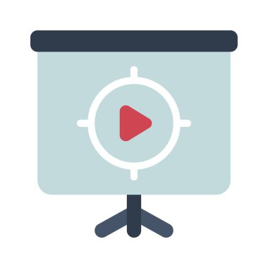 Projektör Ekran Görüntü düz simgesi, vektör illüstrasyonu 