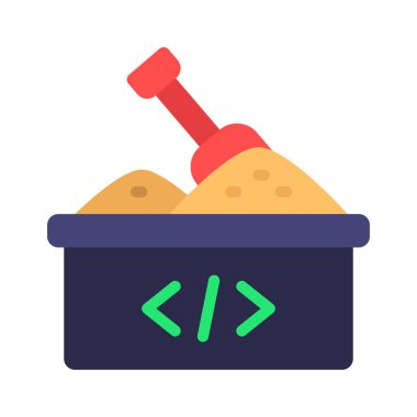 Sandbox web simgesi düz vektör tasarımı kodlanıyor                              