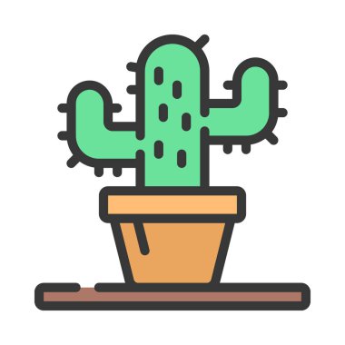 Masa Kaktüsü simgesi, vektör illüstrasyonu