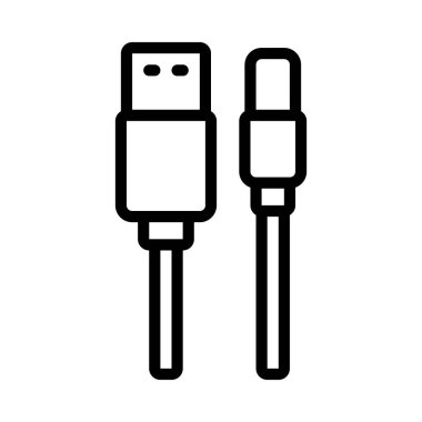 Şimşek Kablo USB simgesi, vektör illüstrasyonu basit tasarım