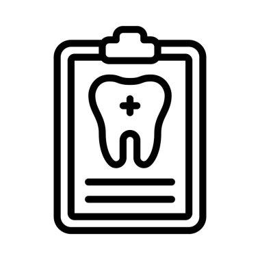 Diş Sağlığı Raporu Web simgesi düz tasarım, vektör illüstrasyonu