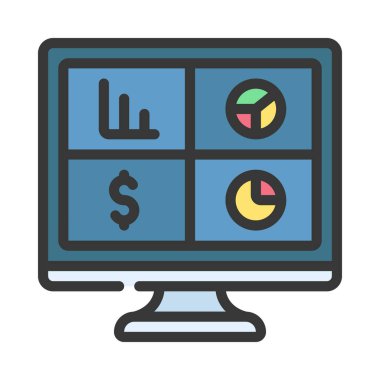 Bilgisayar Veri Paneli simgesi, vektör illüstrasyonu 