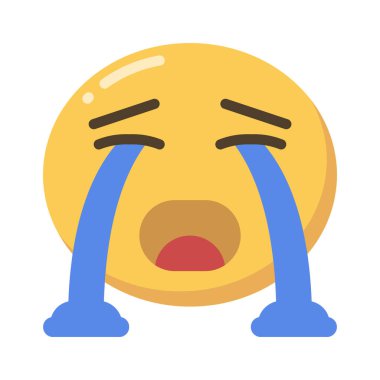 Ağlayan emoji simgesi vektör tasarımı 