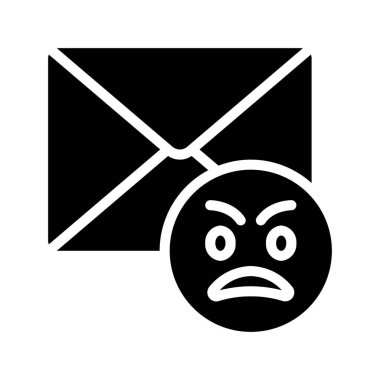 Email With Angry Emoji, Isolated Icon On White Background 