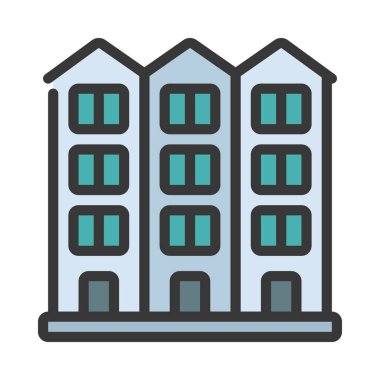 Uzun Ev simgesi, vektör illüstrasyonu  