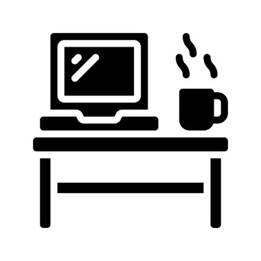 Çalışma alanı düz simgesi, vektör illüstrasyonu 