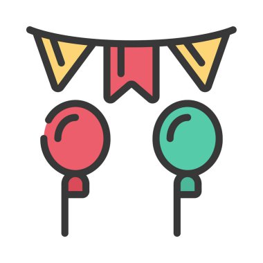 parti düz simgesi, vektör illüstrasyonu 