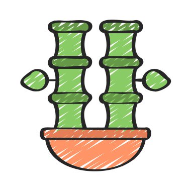 Çömlek Bambu düz simgesi, vektör illüstrasyonu 