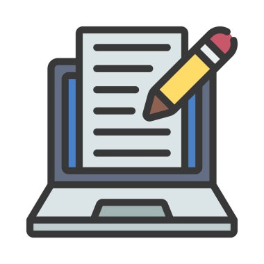 İçerik Yazıcı düz simgesi, vektör illüstrasyonu 