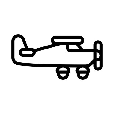 Uçak ikonu vektör çizimi. Tek Motorlu Uçak       