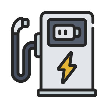 elektrik yükleme simgesi, dış hat vektörü. 