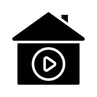 Sanal Ev Tur simgesi, vektör illüstrasyonu   