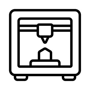 3B Yazıcı simgesi vektör illüstrasyonu 