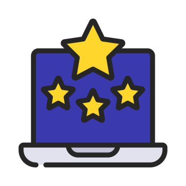 Web derecelendirme simgesi yıldızlı vektör çizgisi çizimi 