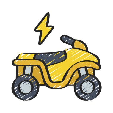 Elektrikli Dörtlü Bisiklet simgesi, vektör illüstrasyonu    