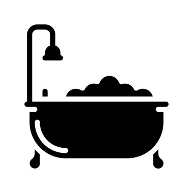 Küvet düz simgesi, vektör illüstrasyonu 