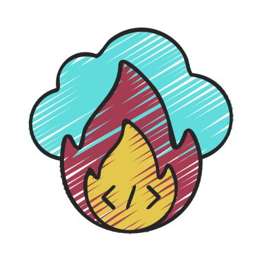 Bulut Kodu Ateş Simgesi, Vektör İllüstrasyonu