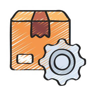 Süreç Parsel sembolü düz simge, vektör illüstrasyonu                        