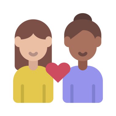 Dişi Çift Web simgesi düz tasarım, vektör illüstrasyonu