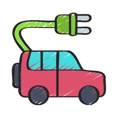 Elektrikli SUV Plug düz simgesi, vektör illüstrasyonu 