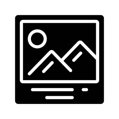 Dağların düz simgesi, vektör illüstrasyonu 