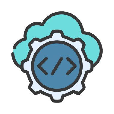 Bulut Kod Yönetimi Simgesi, Vektör İllüstrasyonu