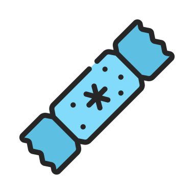 Noel Krakeri düz simgesi, vektör illüstrasyonu 