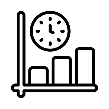 Saat simgesi ve vektör illüstrasyonlu işletme çubuğu şeması