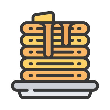 Pankek yassı simgesi, vektör illüstrasyonu 