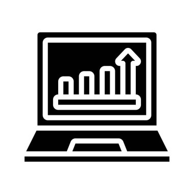  Dizüstü bilgisayardaki Bar Grafiği web simgesi çizimi 