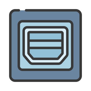 Thunderbolt Portu düz simgesi, vektör illüstrasyonu 