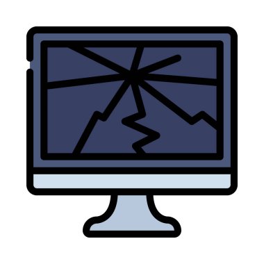 Çatlak Bilgisayar Ekran simgesi, vektör illüstrasyonu 