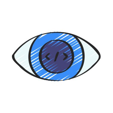 Kod web simgesi, vektör illüstrasyonunu görüntüle                                