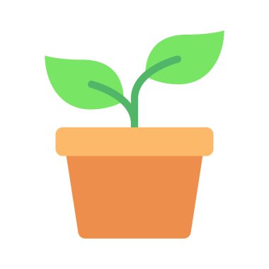 pot simgesinde, vektör çizim bitki