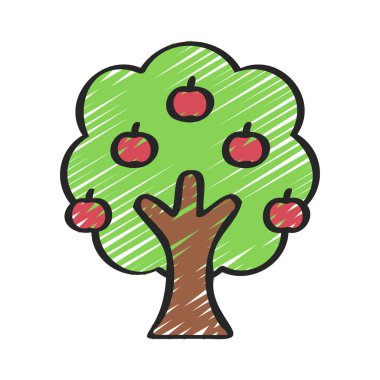 Apple Ağacı simgesi, vektör illüstrasyonu