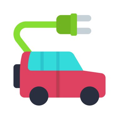 Elektrikli SUV Plug düz simgesi, vektör illüstrasyonu 