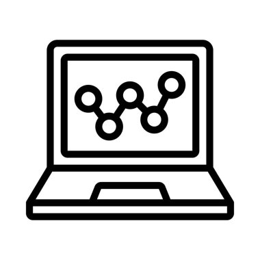 Dizüstü bilgisayar Çizgisi Grafik simgesi, vektör illüstrasyonu 
