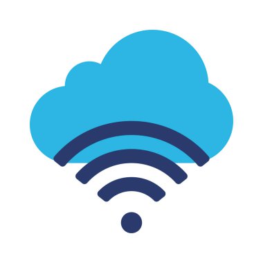 Bulut Wifi Simgesi, Vektör İllüstrasyonu