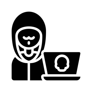 Bilgisayar Hacker simgesi, vektör illüstrasyonu 